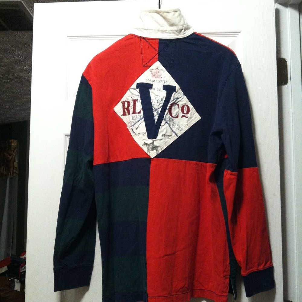 POLO RALPH LAUREN MENS PRE-OWNED LONG SLEEVE RL JOCKEY CLUB POLO SHIRT SIZE: L